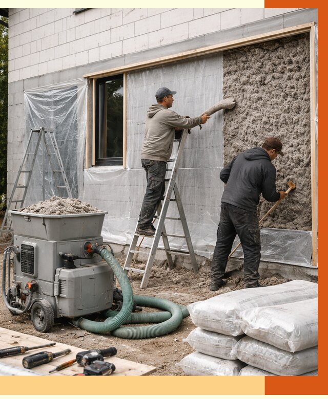 Утепление дома из газобетона эковатой в Угличе от 4689 руб./м2 | ТепломастерГлч
